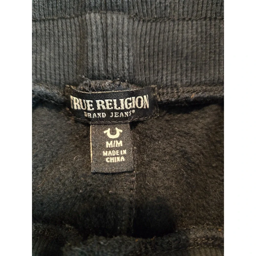 True‎ Religion Welt Pocket Joggers Mens Medium Black Logo Fleece Sweatpants